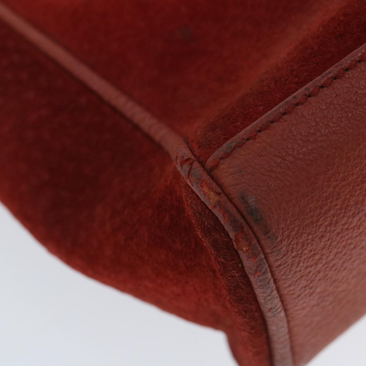 GUCCI Bamboo Hand Bag Suede 2way Red 007 2214 0238 57615