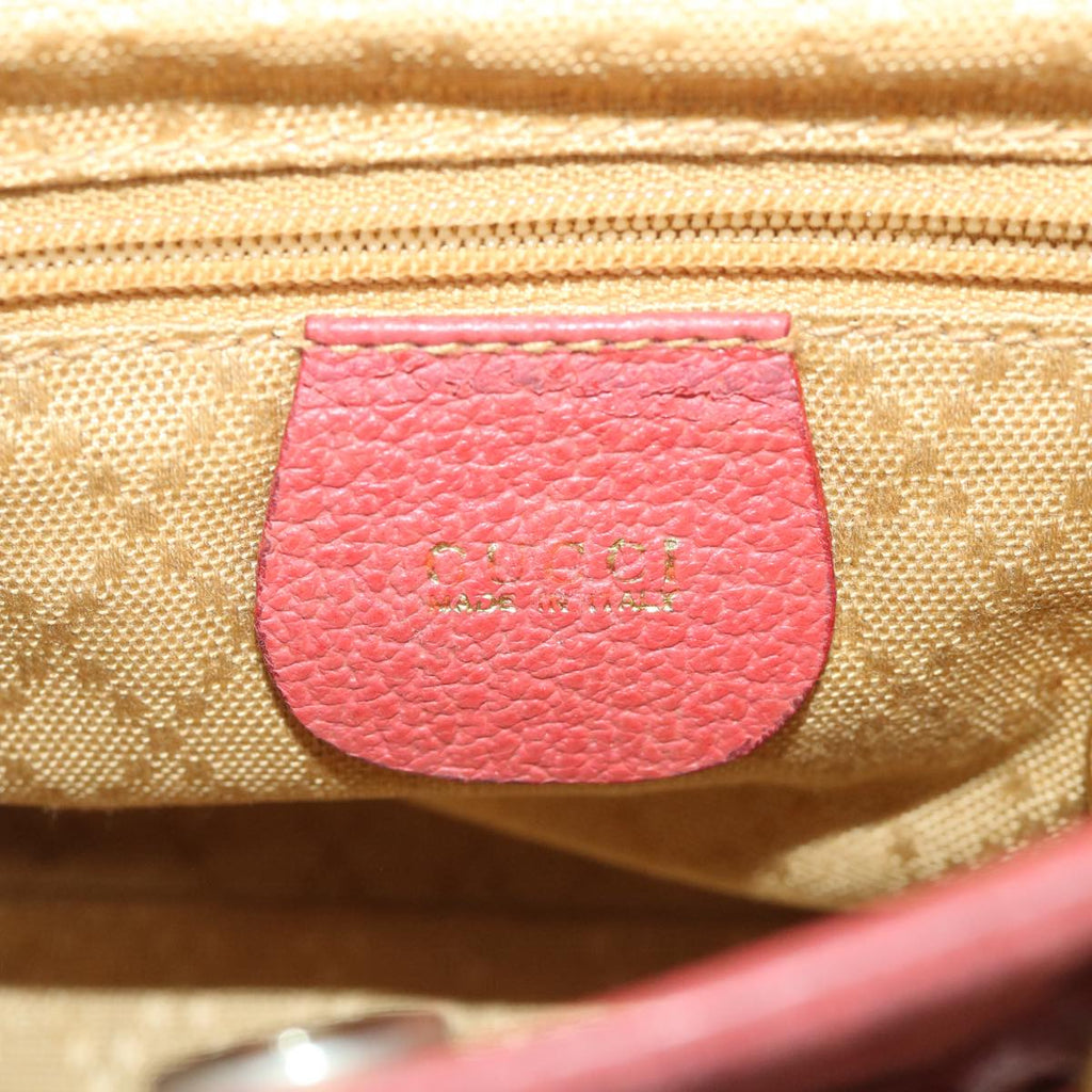 GUCCI Bamboo Hand Bag Suede 2way Red 007 2214 0238 57615