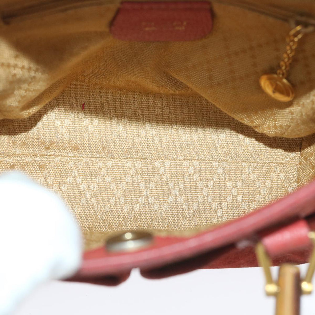 GUCCI Bamboo Hand Bag Suede 2way Red 007 2214 0238 57615