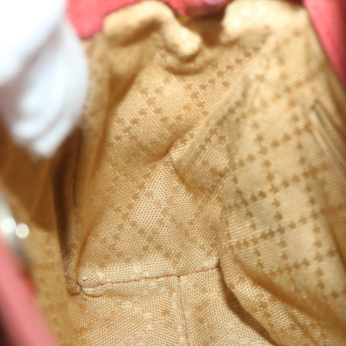 GUCCI Bamboo Hand Bag Suede 2way Red 007 2214 0238 57615