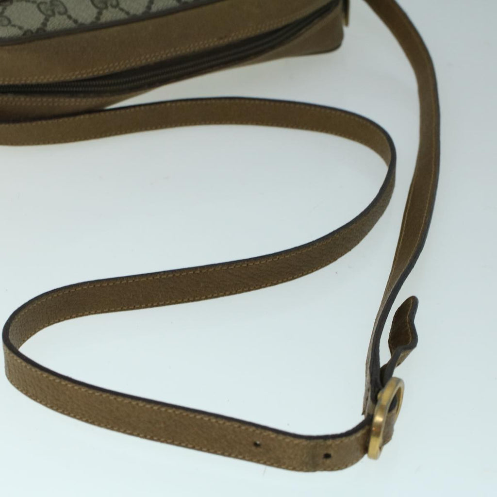 GUCCI GG Canvas Web Sherry Line Shoulder Bag PVC Leather Beige Green 57622