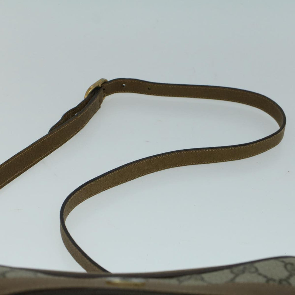 GUCCI GG Canvas Web Sherry Line Shoulder Bag PVC Leather Beige Green 57622