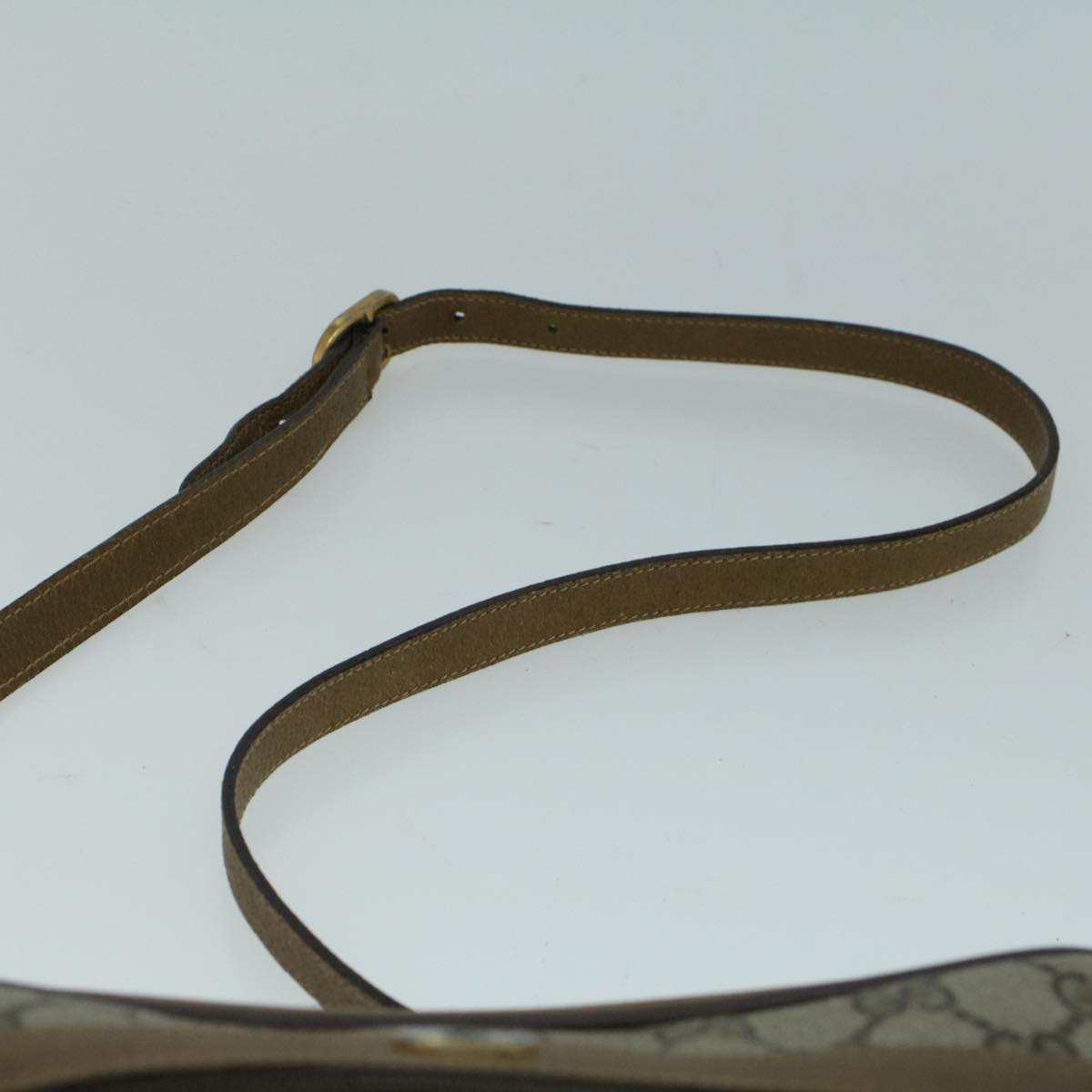 GUCCI GG Canvas Web Sherry Line Shoulder Bag PVC Leather Beige Green 57622