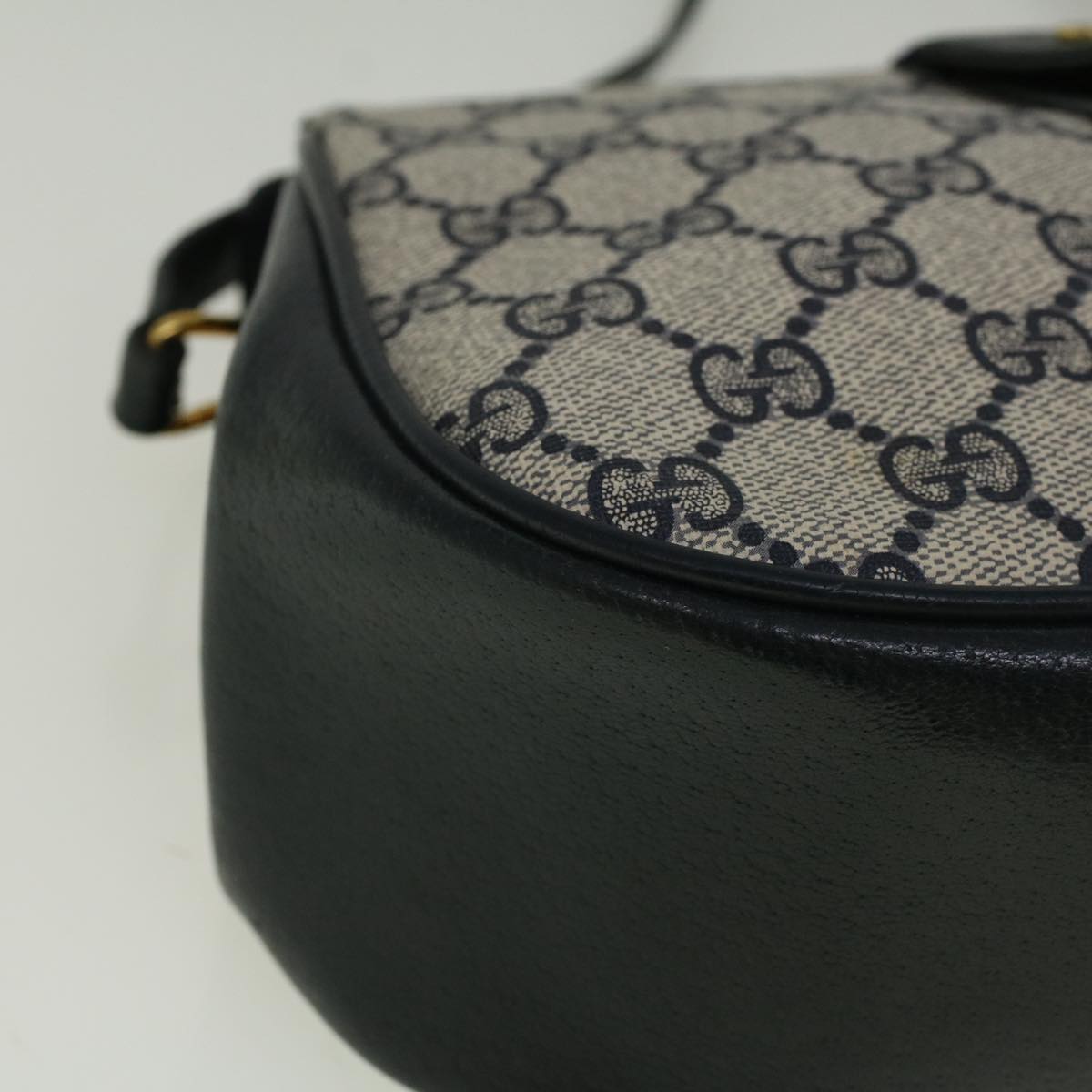 GUCCI GG Canvas Sherry Line Shoulder Bag PVC Leather Navy Red 57623