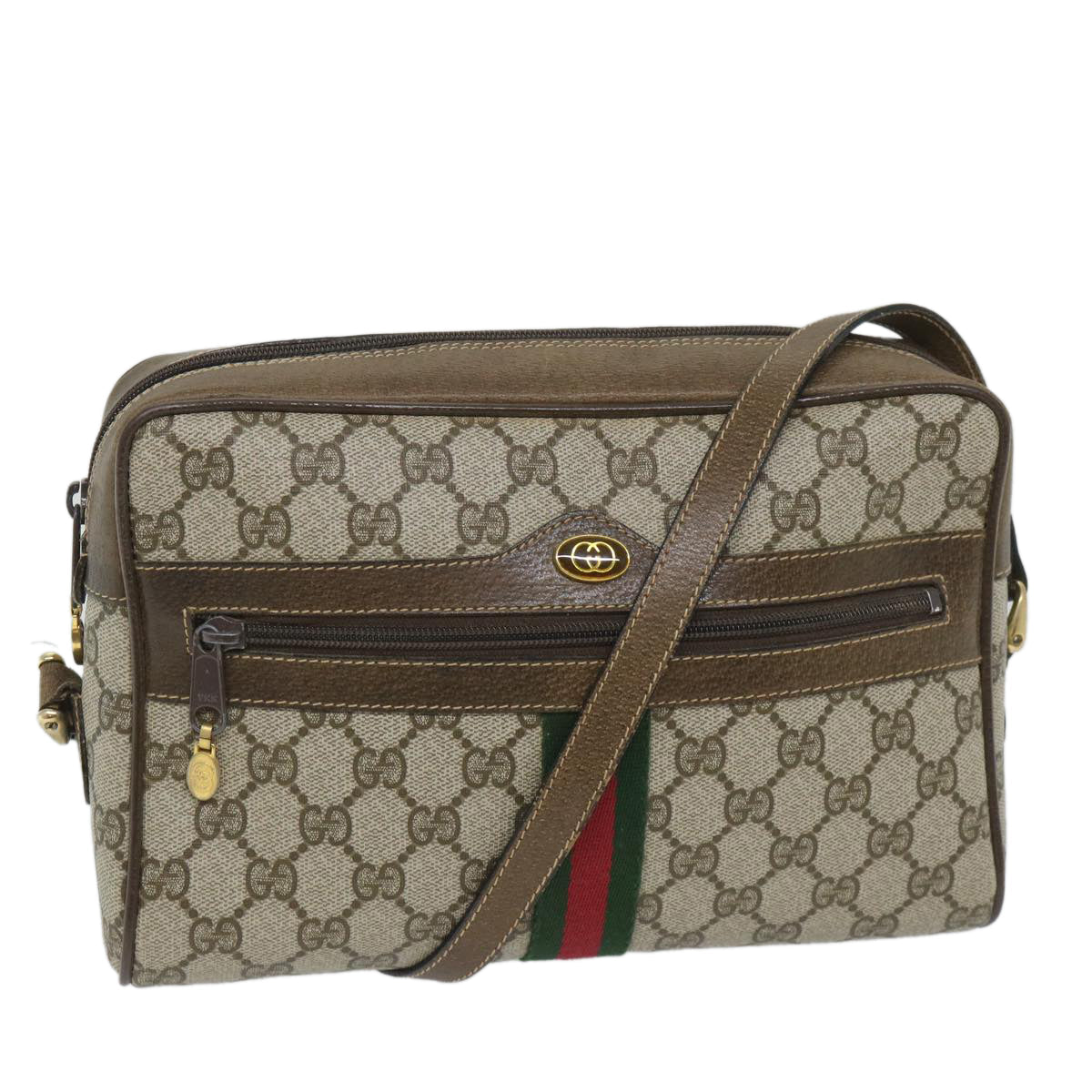 GUCCI GG Supreme Web Sherry Line Shoulder Bag Beige Red 001 4071 5 57626