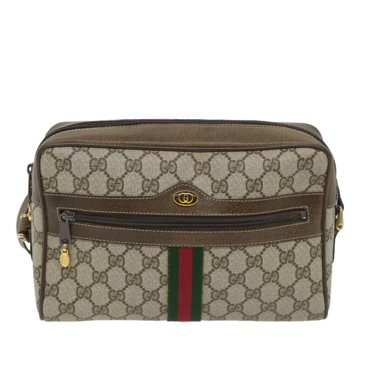 GUCCI GG Supreme Web Sherry Line Shoulder Bag Beige Red 001 4071 5 57626