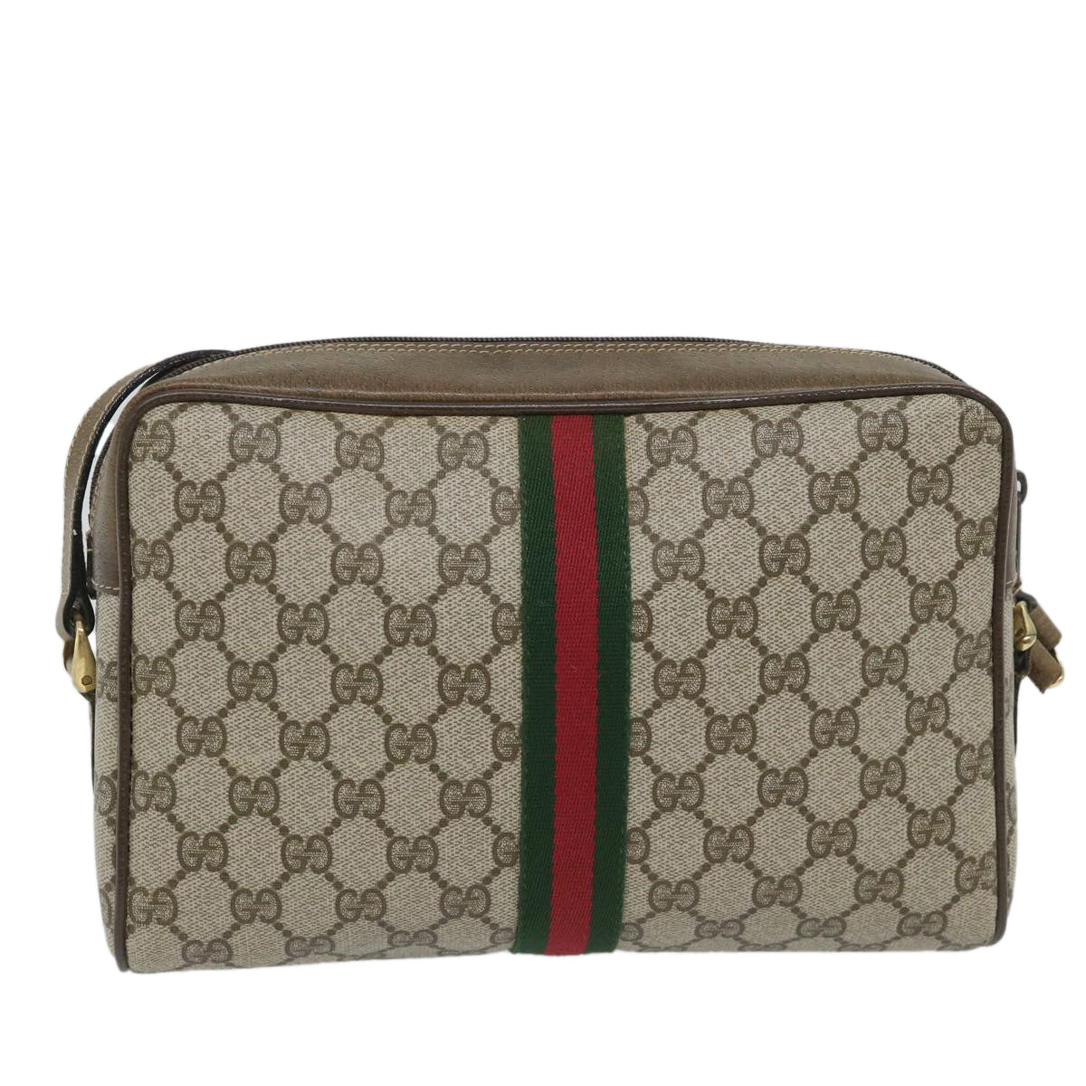 GUCCI GG Supreme Web Sherry Line Shoulder Bag Beige Red 001 4071 5 57626