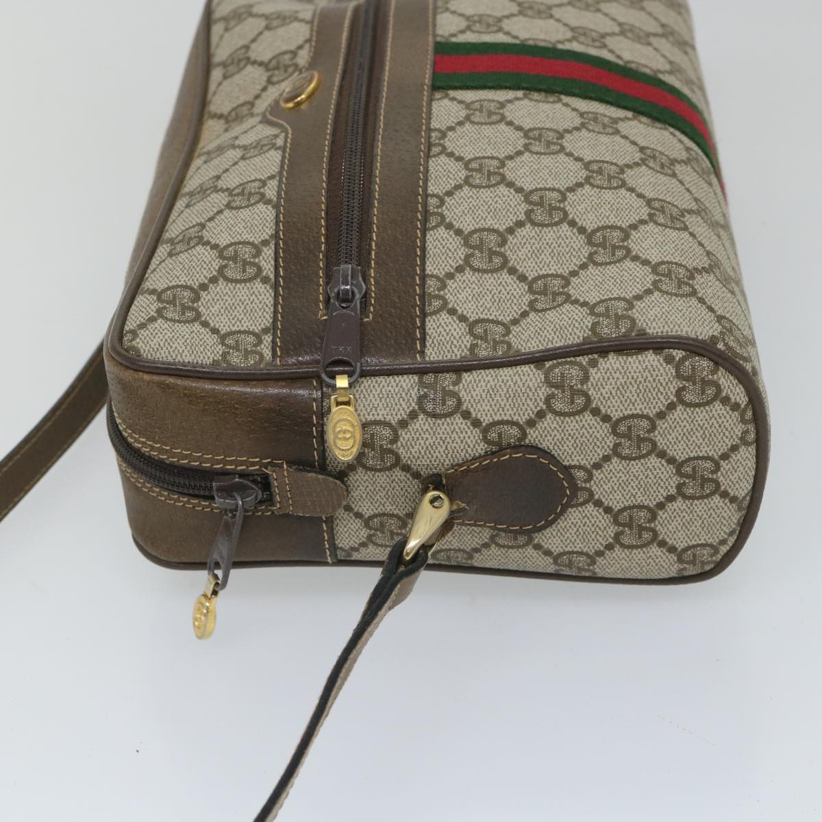 GUCCI GG Supreme Web Sherry Line Shoulder Bag Beige Red 001 4071 5 57626