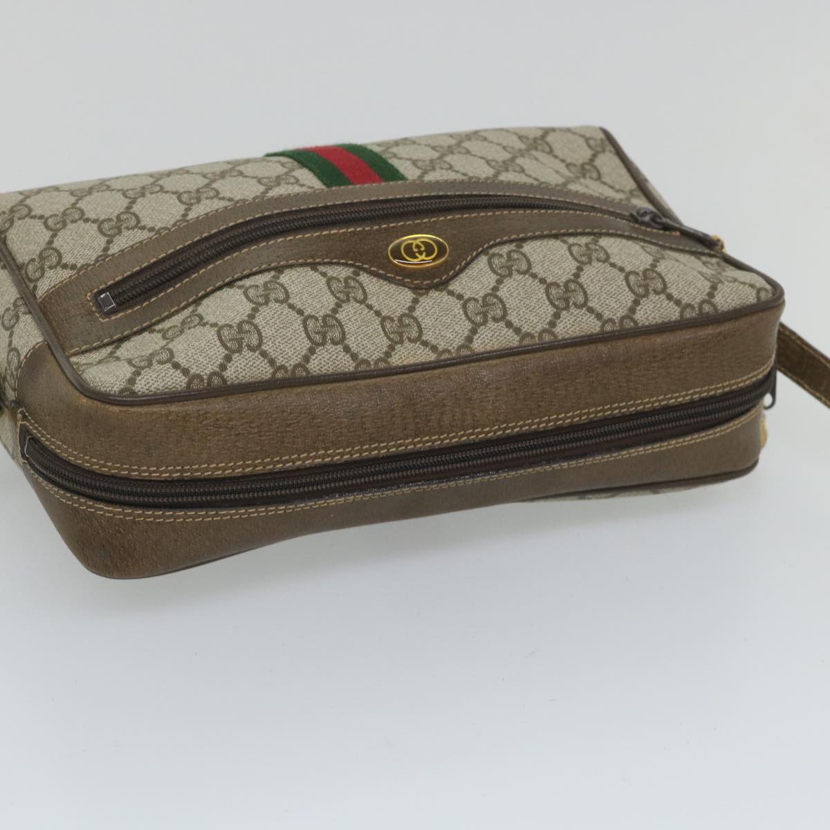 GUCCI GG Supreme Web Sherry Line Shoulder Bag Beige Red 001 4071 5 57626