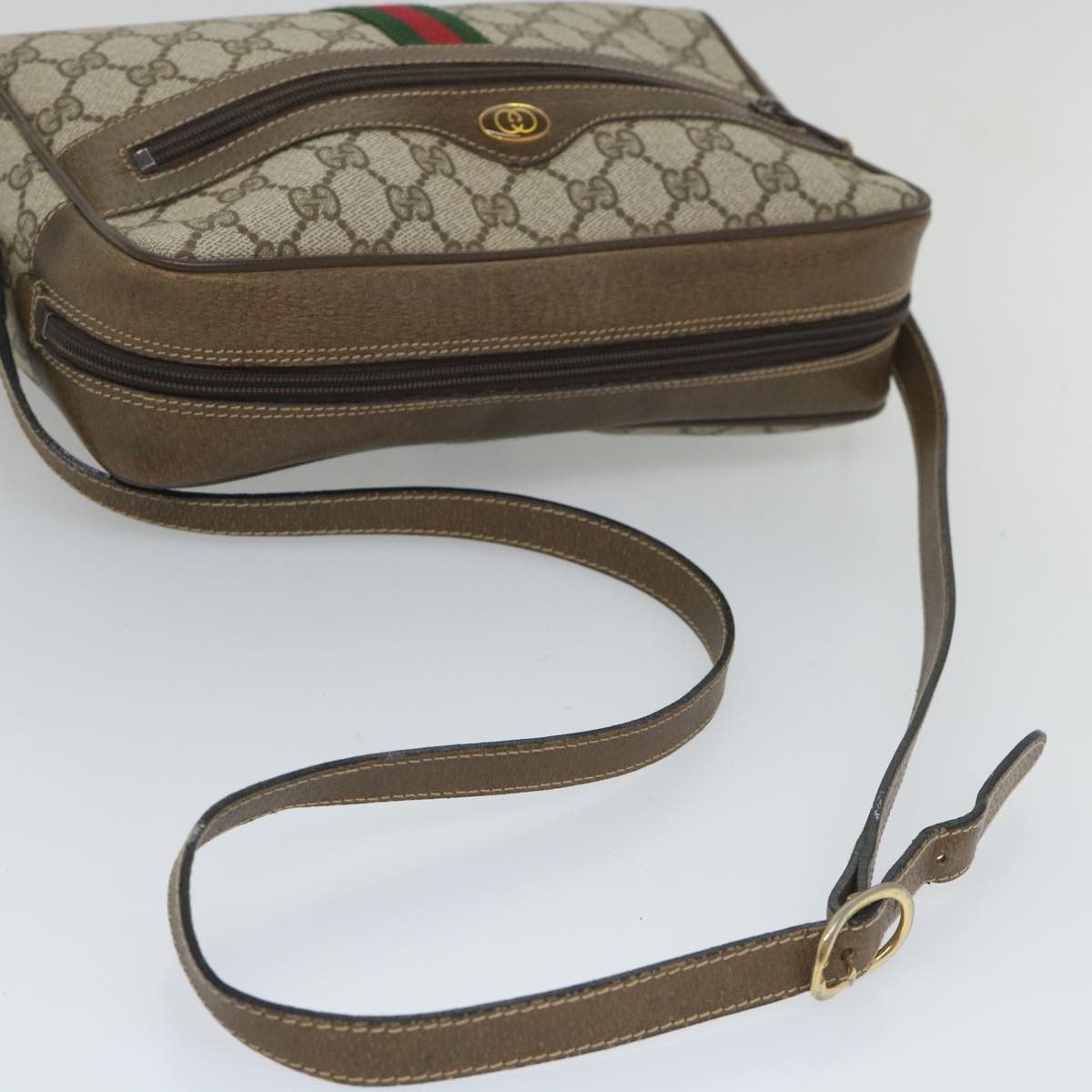 GUCCI GG Supreme Web Sherry Line Shoulder Bag Beige Red 001 4071 5 57626