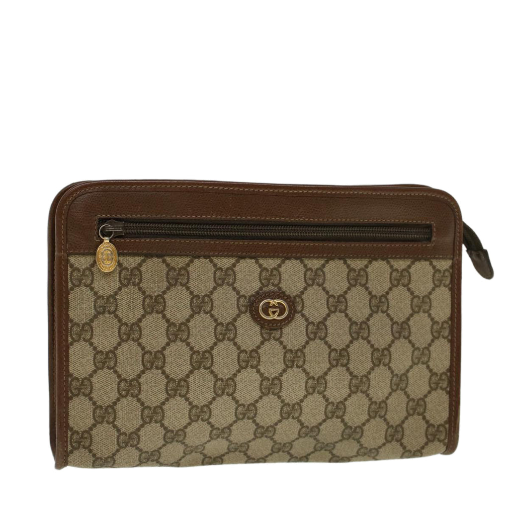 GUCCI GG Supreme Clutch Bag PVC Leather Beige 014 115 6063 57627