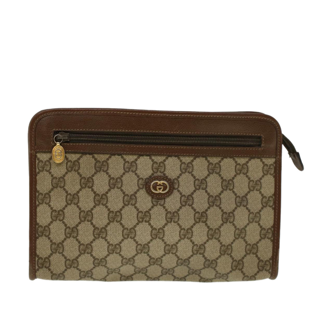 GUCCI GG Supreme Clutch Bag PVC Leather Beige 014 115 6063 57627
