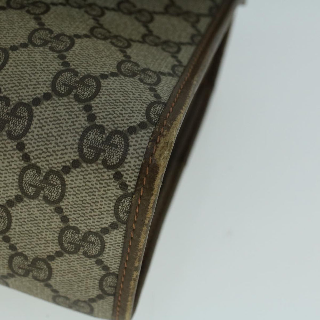 GUCCI GG Canvas Web Sherry Line Clutch Bag PVC Leather Beige Green 57661