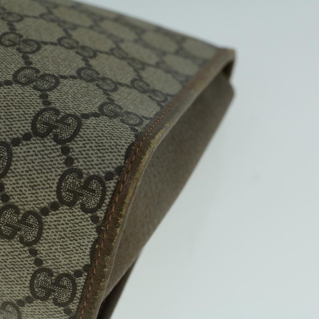 GUCCI GG Canvas Web Sherry Line Clutch Bag PVC Leather Beige Green 57661