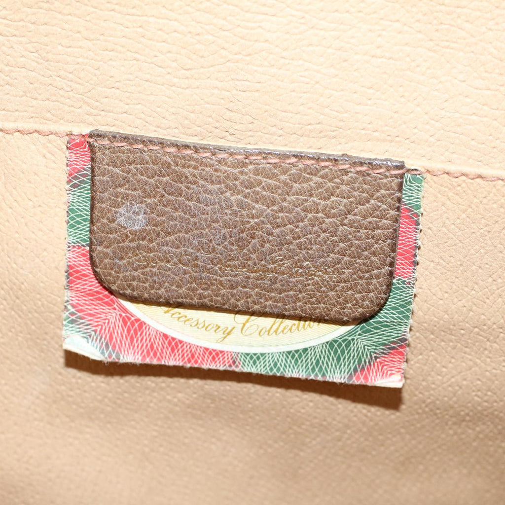 GUCCI GG Canvas Web Sherry Line Clutch Bag PVC Leather Beige Green 57661