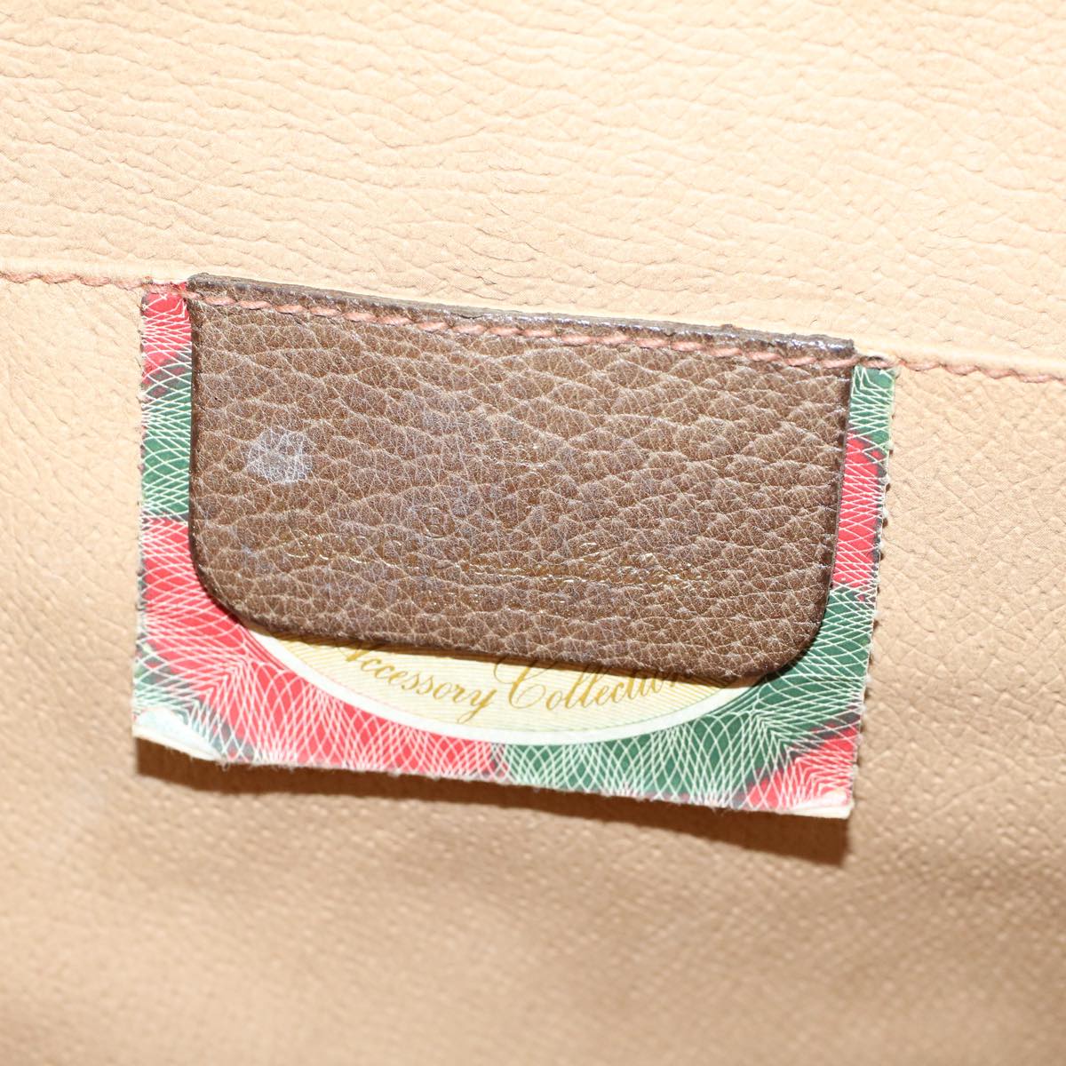 GUCCI GG Canvas Web Sherry Line Clutch Bag PVC Leather Beige Green 57661