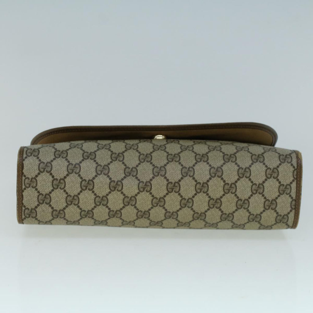 GUCCI GG Canvas Web Sherry Line Clutch Bag PVC Leather Beige Green 57661