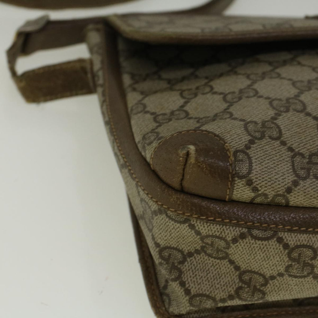 GUCCI GG Canvas Shoulder Bag PVC Leather Beige 57669