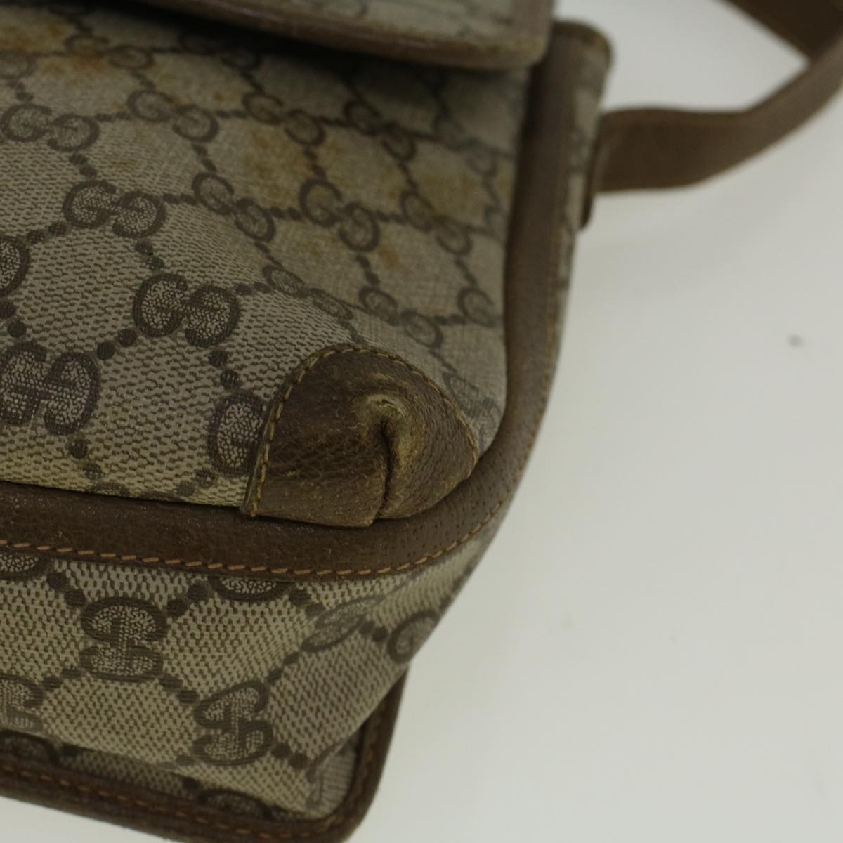 GUCCI GG Canvas Shoulder Bag PVC Leather Beige 57669