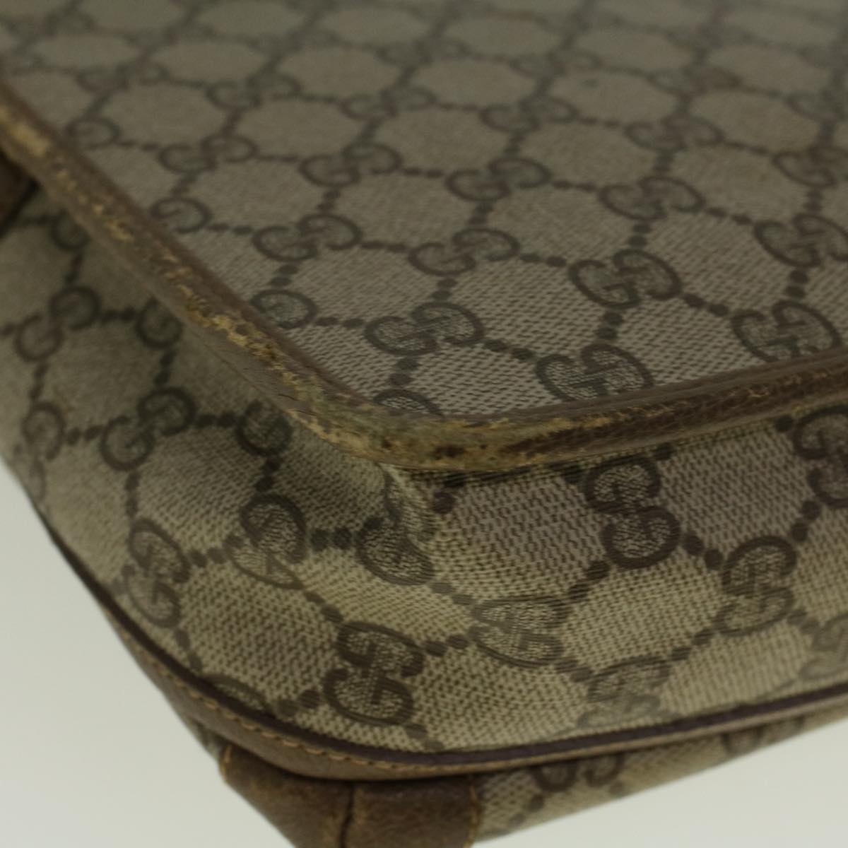 GUCCI GG Canvas Shoulder Bag PVC Leather Beige 57669