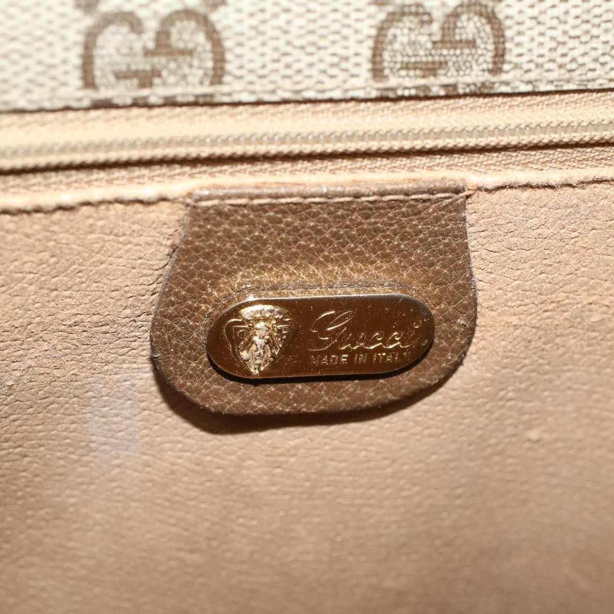 GUCCI GG Canvas Shoulder Bag PVC Leather Beige 57669