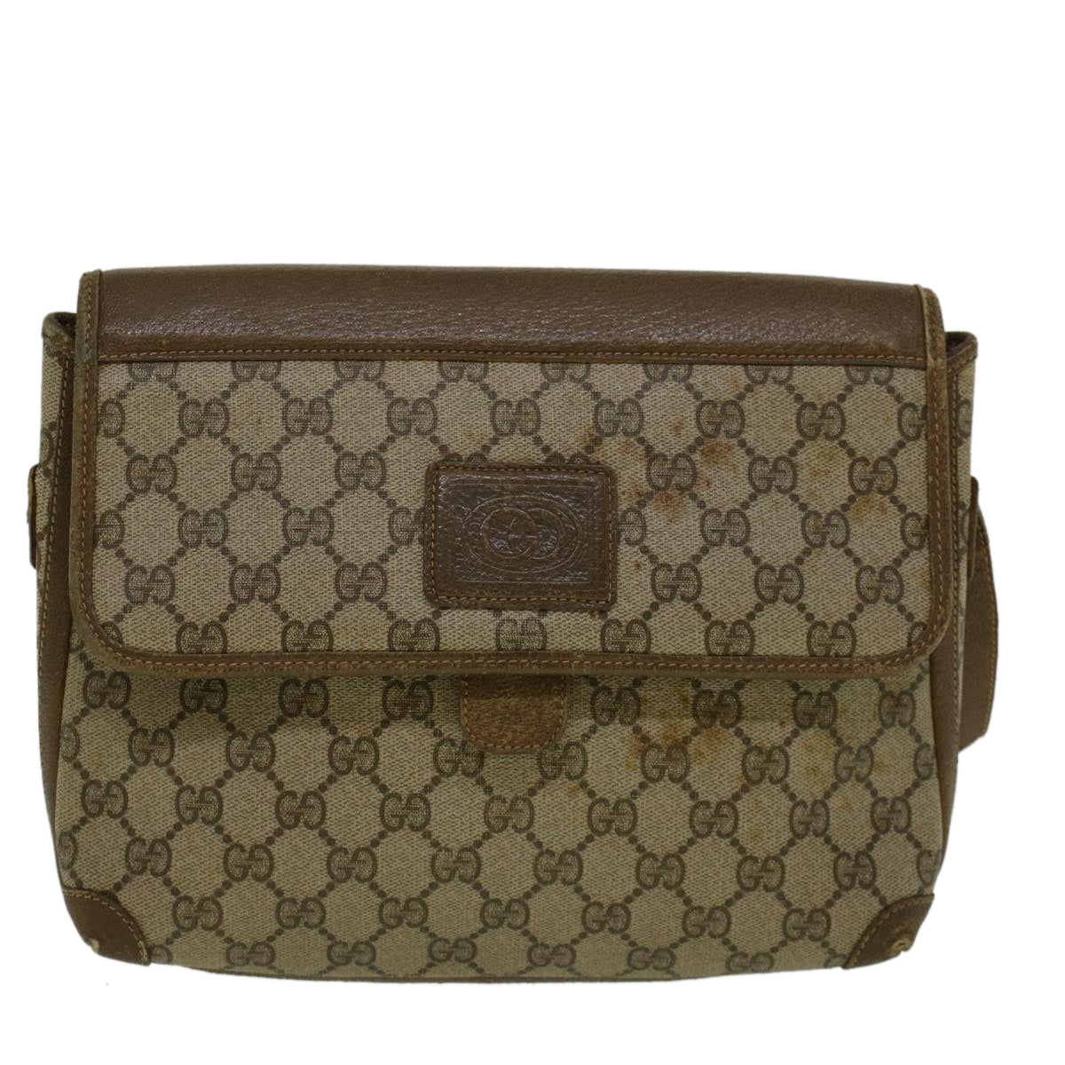 GUCCI GG Canvas Shoulder Bag PVC Leather Beige 57669