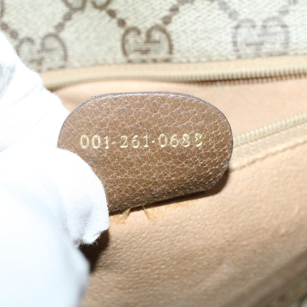 GUCCI GG Canvas Shoulder Bag PVC Leather Beige 57669
