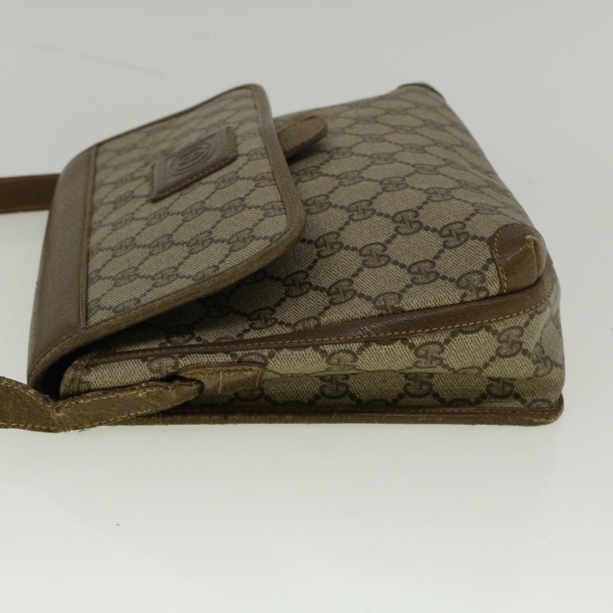 GUCCI GG Canvas Shoulder Bag PVC Leather Beige 57669
