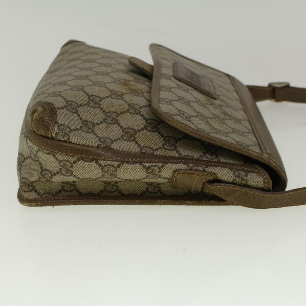 GUCCI GG Canvas Shoulder Bag PVC Leather Beige 57669