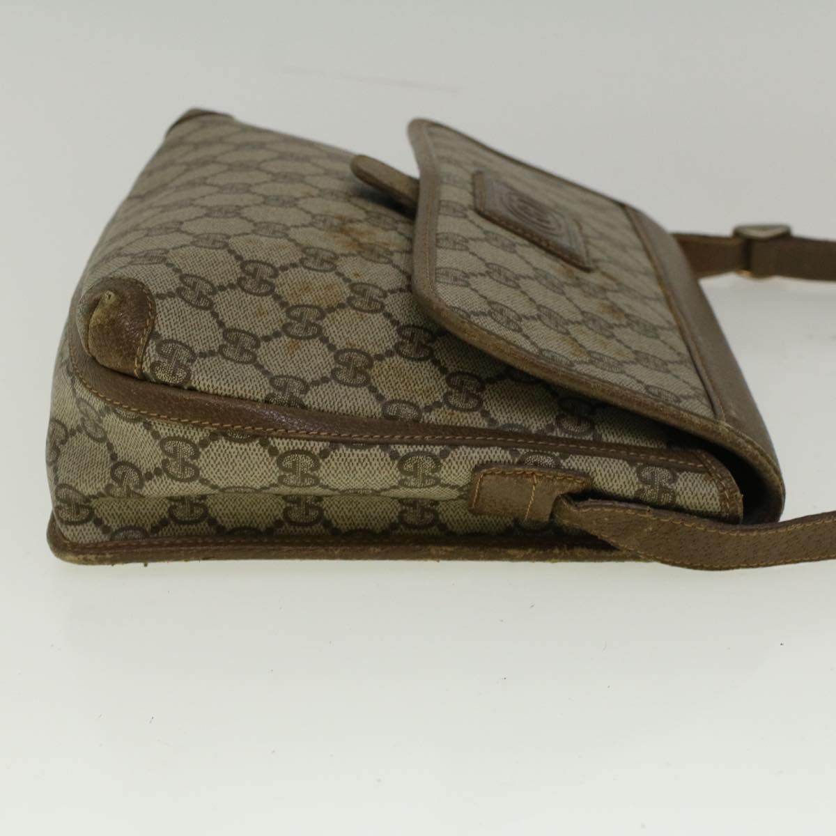 GUCCI GG Canvas Shoulder Bag PVC Leather Beige 57669