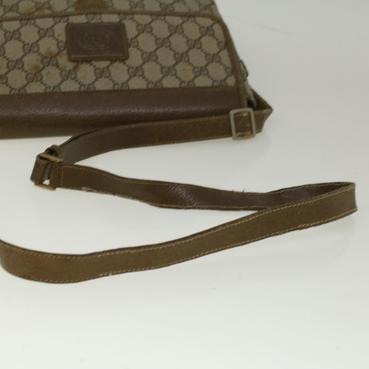GUCCI GG Canvas Shoulder Bag PVC Leather Beige 57669