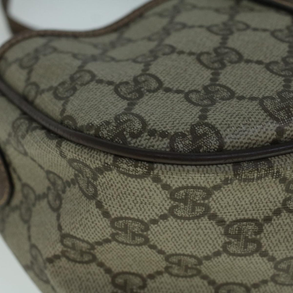 GUCCI GG Canvas Web Sherry Line Shoulder Bag PVC Leather Beige Green 57673