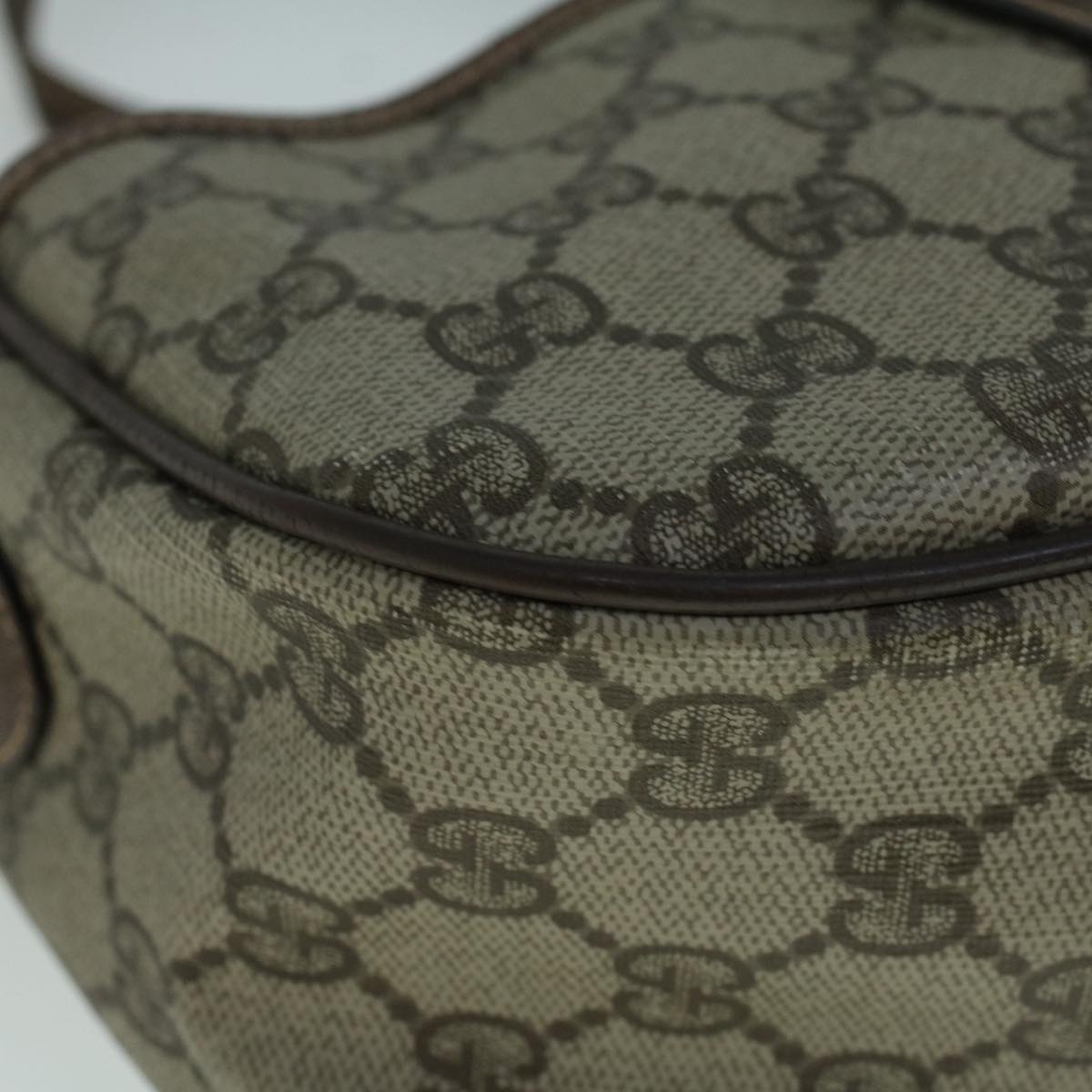 GUCCI GG Canvas Web Sherry Line Shoulder Bag PVC Leather Beige Green 57673