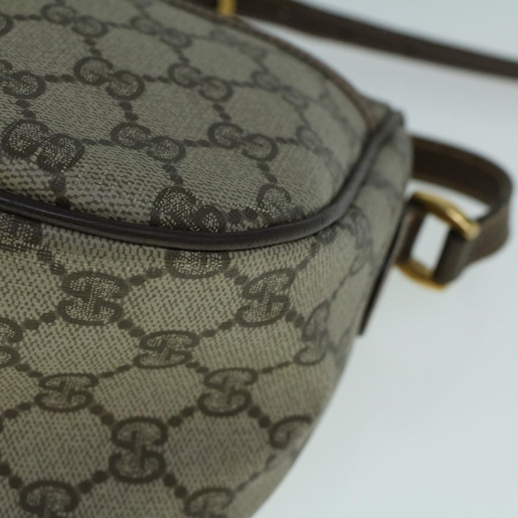 GUCCI GG Canvas Web Sherry Line Shoulder Bag PVC Leather Beige Green 57673