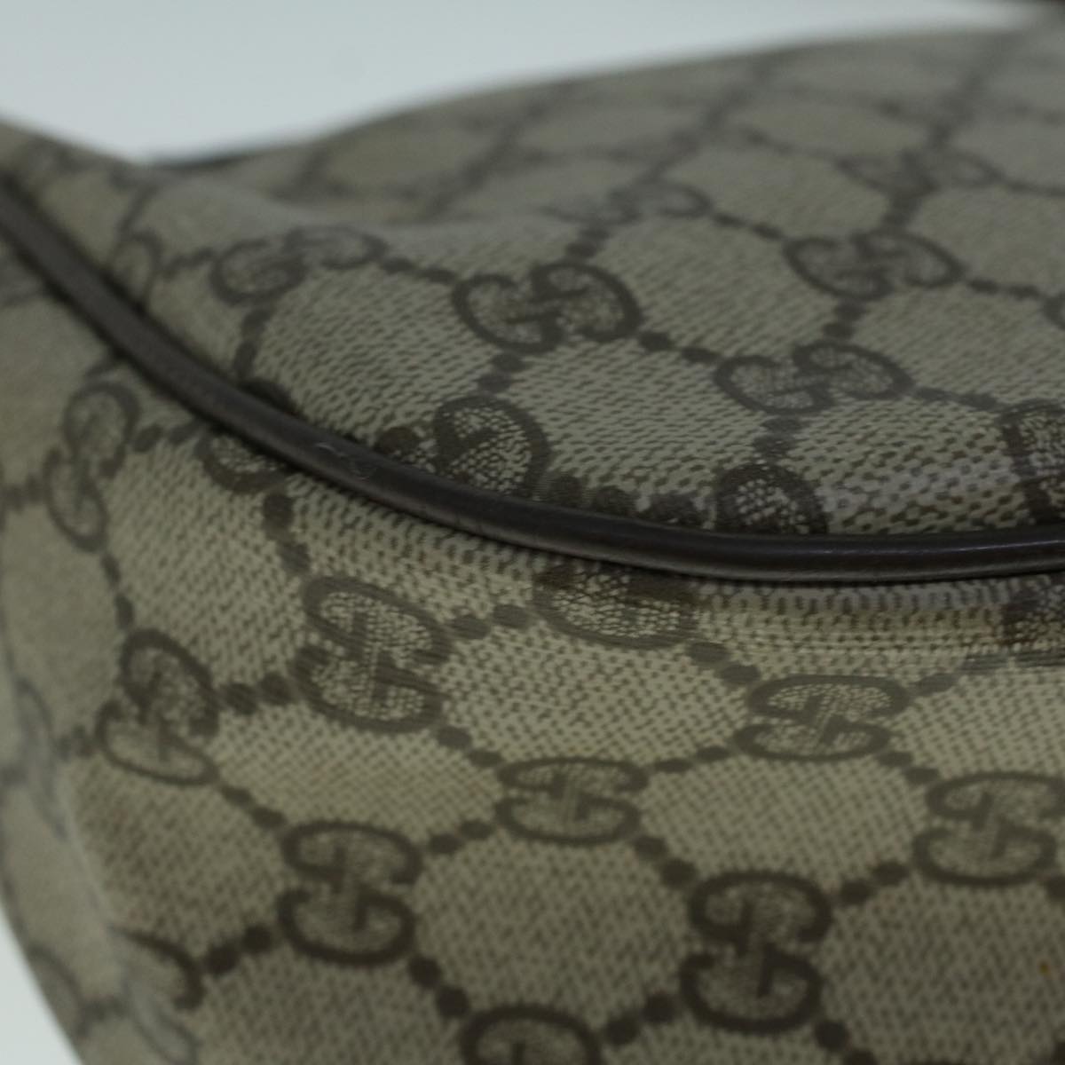 GUCCI GG Canvas Web Sherry Line Shoulder Bag PVC Leather Beige Green 57673