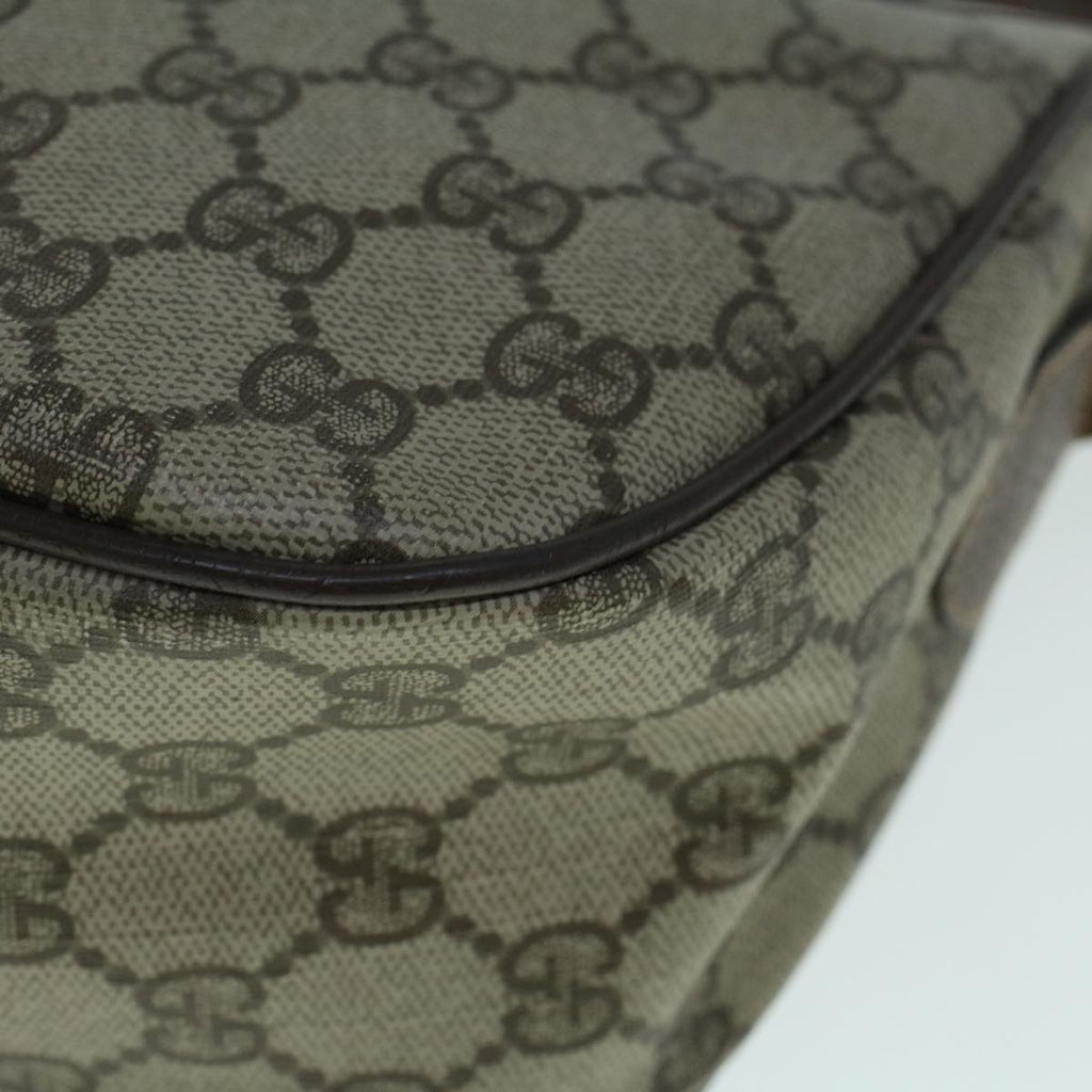 GUCCI GG Canvas Web Sherry Line Shoulder Bag PVC Leather Beige Green 57673