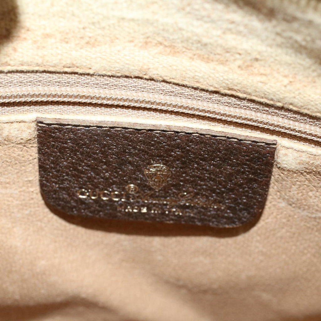 GUCCI GG Canvas Web Sherry Line Shoulder Bag PVC Leather Beige Green 57673