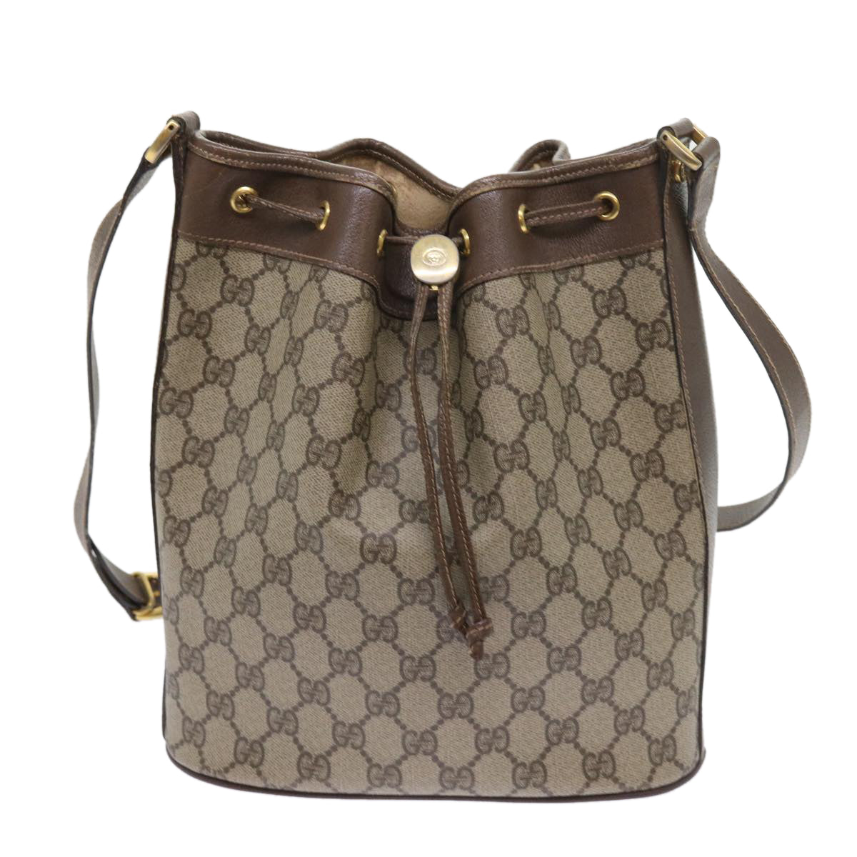 GUCCI GG Supreme Shoulder Bag PVC Leather Beige 001 115 57674