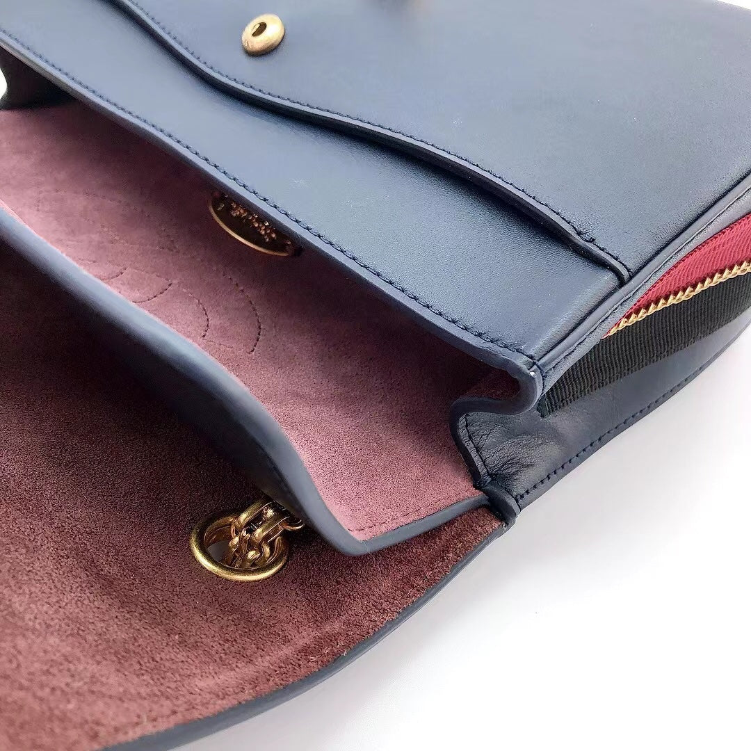 CHLMaroon Medallion Nude Reissue 2.55 Classic 225 Flap Navy Blue Bag For Women 24cm/9.4in