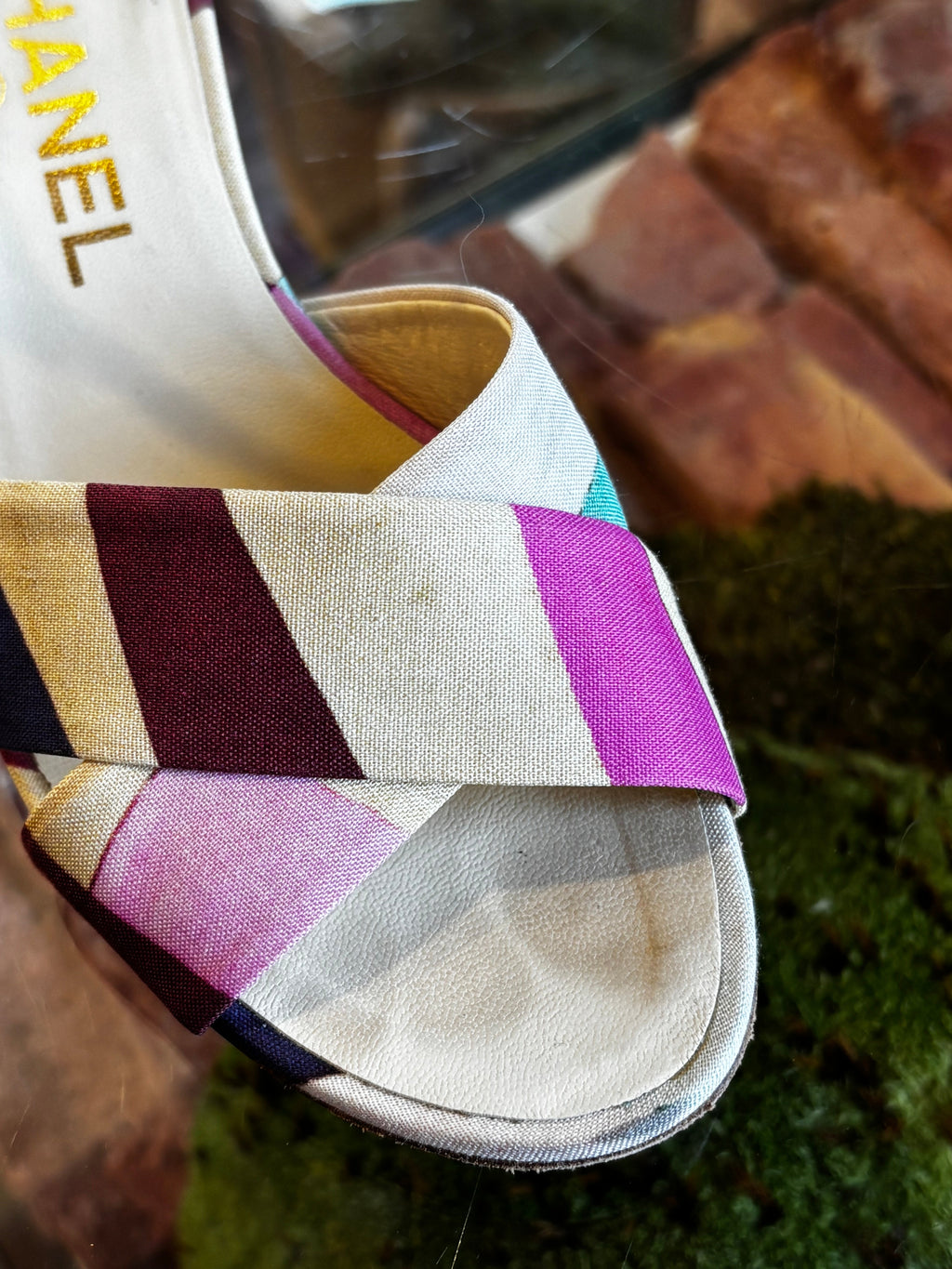 CHANEL Multicolor Fabric Camellia Sandals