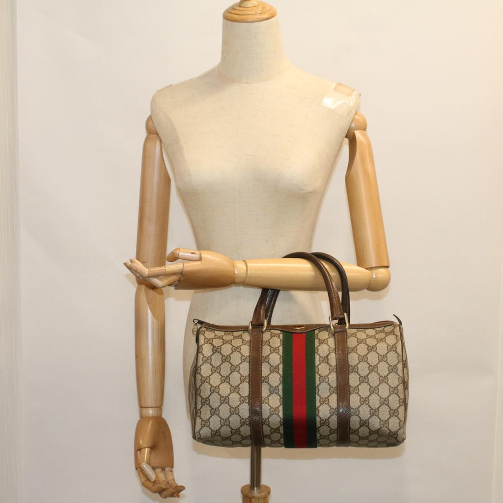 GUCCI GG Supreme Web Sherry Line Hand Bag Beige Red 012 3842 33 39 57733