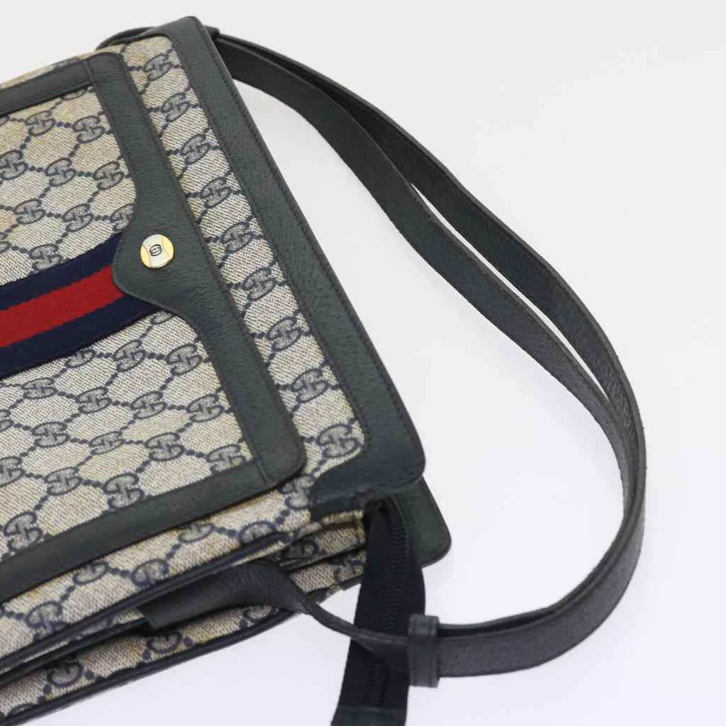 GUCCI GG Supreme Sherry Line Shoulder Bag Navy Red gray 41 02 013 57734