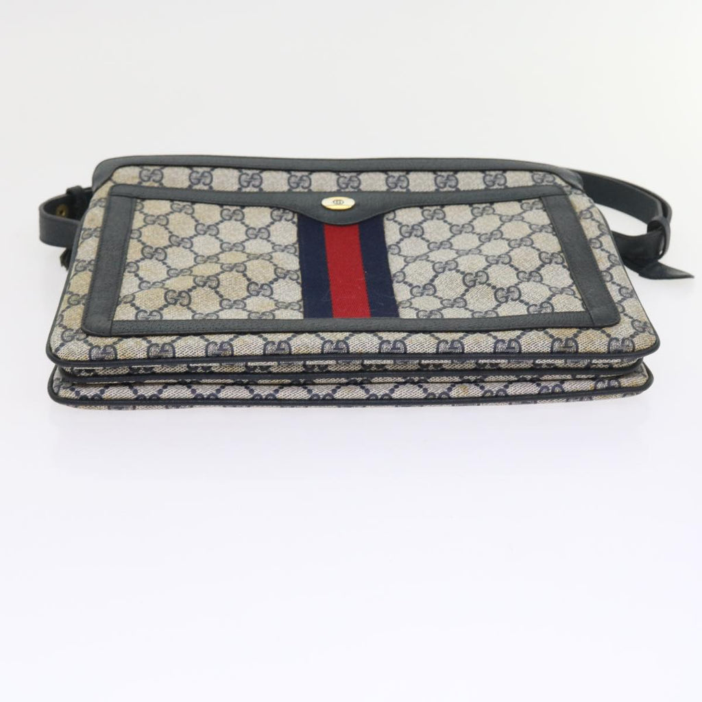 GUCCI GG Supreme Sherry Line Shoulder Bag Navy Red gray 41 02 013 57734
