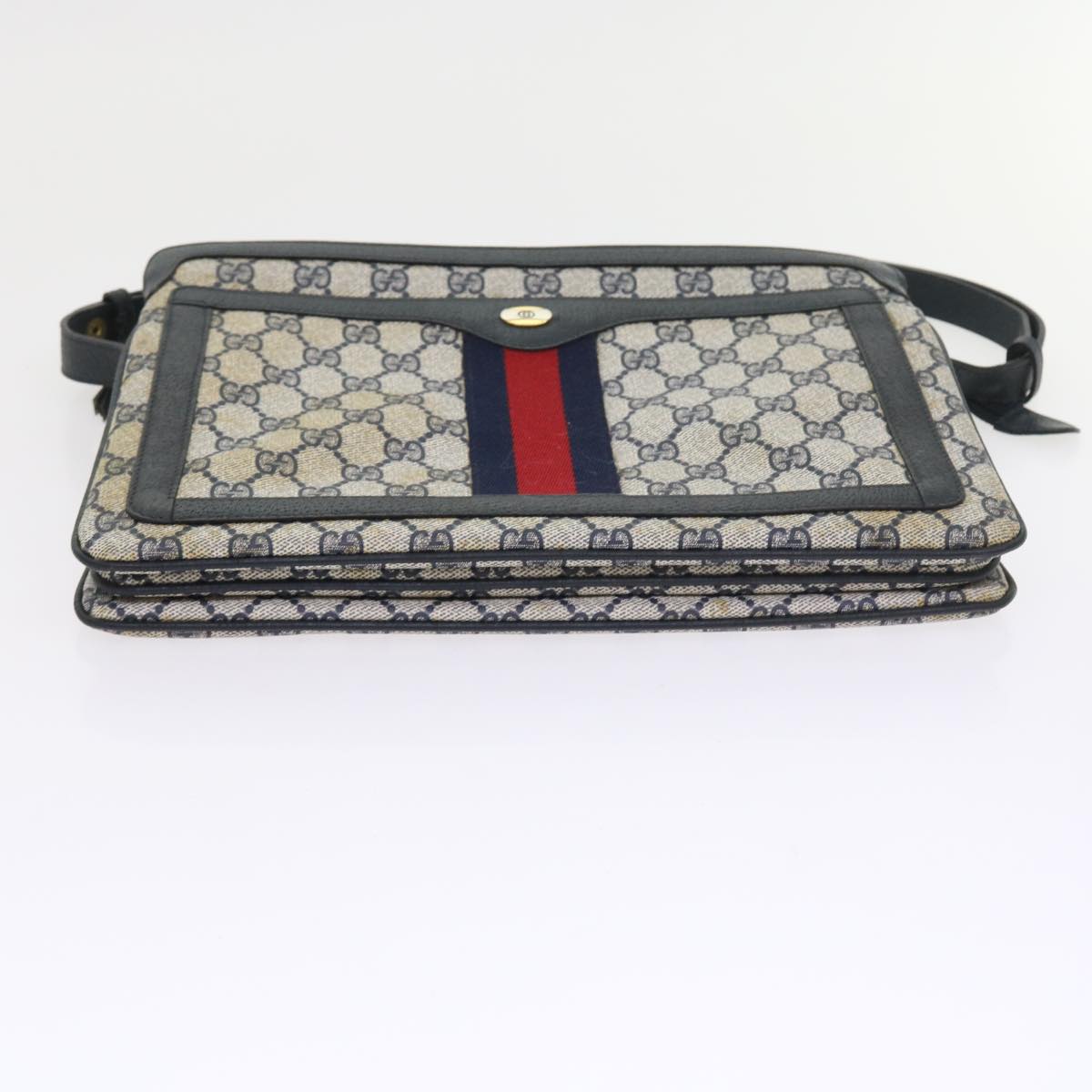 GUCCI GG Supreme Sherry Line Shoulder Bag Navy Red gray 41 02 013 57734