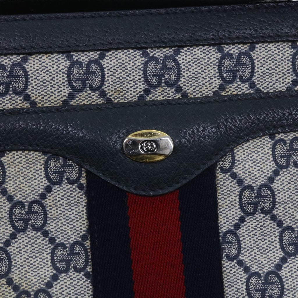 GUCCI GG Supreme Sherry Line Shoulder Bag Navy Red gray 41 02 013 57734