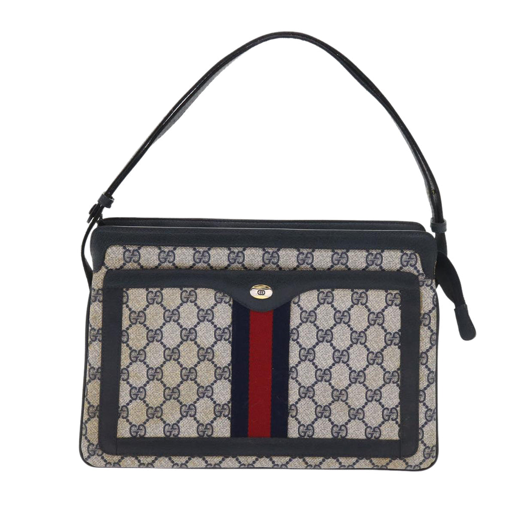 GUCCI GG Supreme Sherry Line Shoulder Bag Navy Red gray 41 02 013 57734