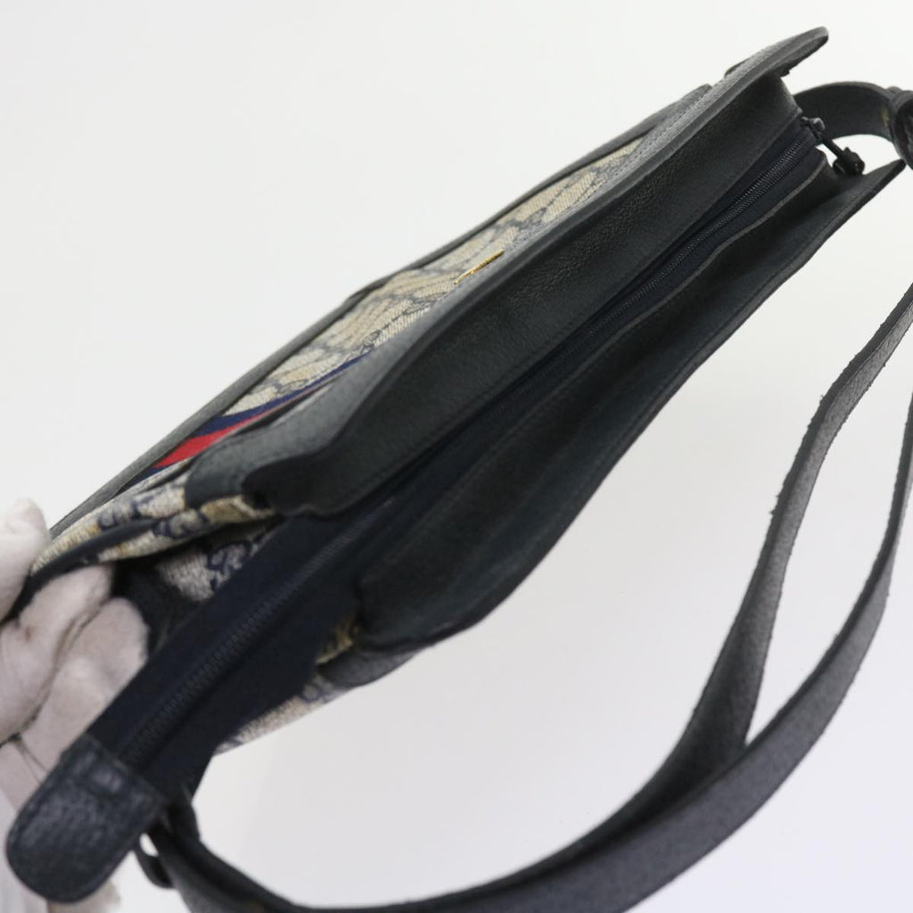 GUCCI GG Supreme Sherry Line Shoulder Bag Navy Red gray 41 02 013 57734