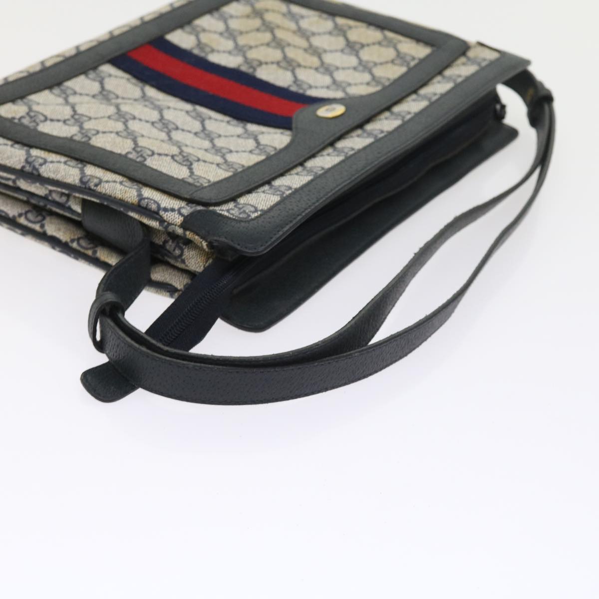 GUCCI GG Supreme Sherry Line Shoulder Bag Navy Red gray 41 02 013 57734