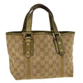 GUCCI GG Canvas Sherry Line Hand Bag Beige Gold Pink 139261 57773