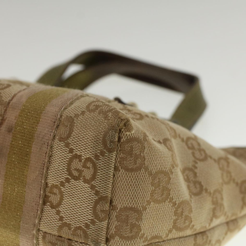 GUCCI GG Canvas Sherry Line Hand Bag Beige Gold Pink 139261 57773
